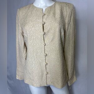 TALBOTS Blazer Jacket Pure Silk Sz 6  Fully Lined Button Up NWT Cream